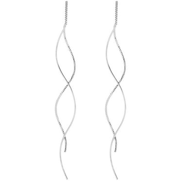 Yageerya 1 Pair Long Tassel Earrings Wavy Ear Dangler Women Drop Earrings Chain Ear Jewelry