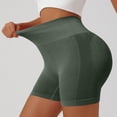 thumbnail image 6 of Domuza Womens Workout Impact Shorts V Back Butt Lifting Tummy Control Gym Shorts Comfy Running Seamless Booty Biker Shorts Green L, 6 of 8