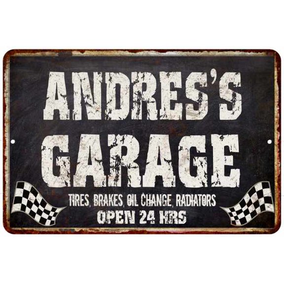 ANDRES'S Garage Black Grunge Sign 8x12 Decor Gift 208120005242