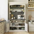 thumbnail image 4 of Coffee Bar Cabinet with LED Lights 72" Tall Buffet Cabinet with Storage Farmhouse Kitchen Sideboard Tall Coffee Hutch Cabinet with Microwave Stand/Wine Rack/Glass Shelf Dining Room(ship in 2 boxes), 4 of 7
