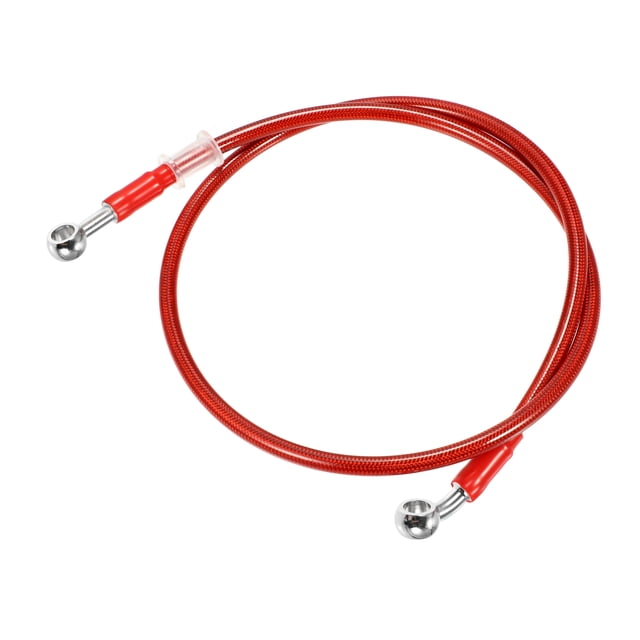 100cm 39.37 "Longitud 10mm ID Motocicleta Línea de freno hidráulico Tubo de manguera de aceite 28 ° 0 ° Cable trenzado de acero inoxidable para ATV Motocross Sport Bikes Red
