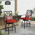 thumbnail image 6 of SOLAURA 2 Piece Outdoor Swivel Bar Stools Patio Metal Height Bistro Chairs with Cushions, 6 of 7
