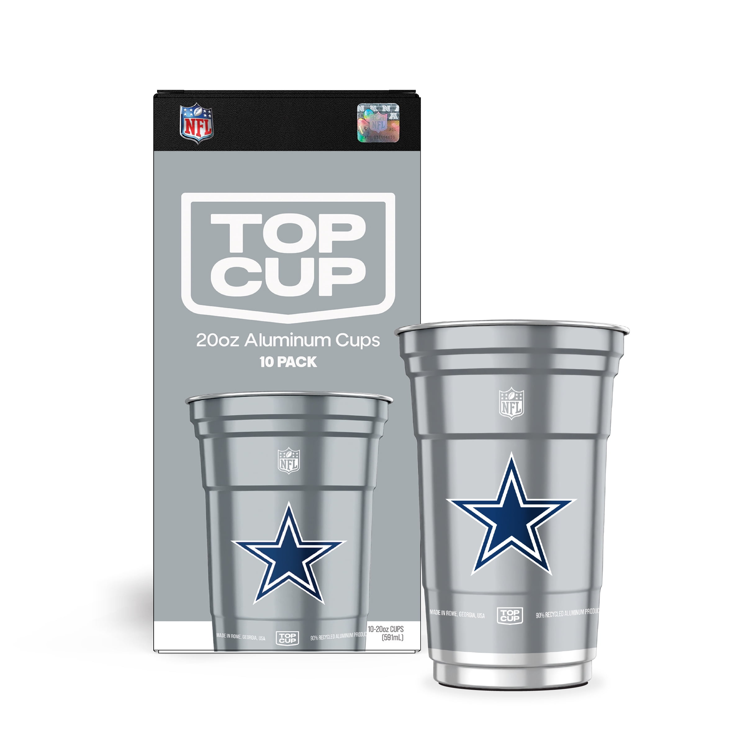Top Cup NFL Dallas Cowboys Aluminum Party Cups, 20oz, 10 count