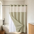 thumbnail image 6 of Waterproof Double Layer Shower Curtain, Waffle Weave Polyester Bath Curtain with Detachable Liner, Reinforced Grommet Top, Machine Washable, Standard Size for Bathtub and Shower Stall, 6 of 6