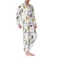 thumbnail image 2 of Fuzoiu Colorful Poodle Dog Print Men's Long-Sleeved Pajama,Lounge Button Down Nightwear,Mens Notch Collar Pajama Set -X-Large, 2 of 7
