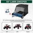thumbnail image 6 of Senfot 50 Inch Extra Large Capacity Blue Carbon Steel Tow Behind Lawn Sweeper Detachable Storage Bag Towable Design for Lawn Grass Leaves Pine Needle Pickup, 6 of 7