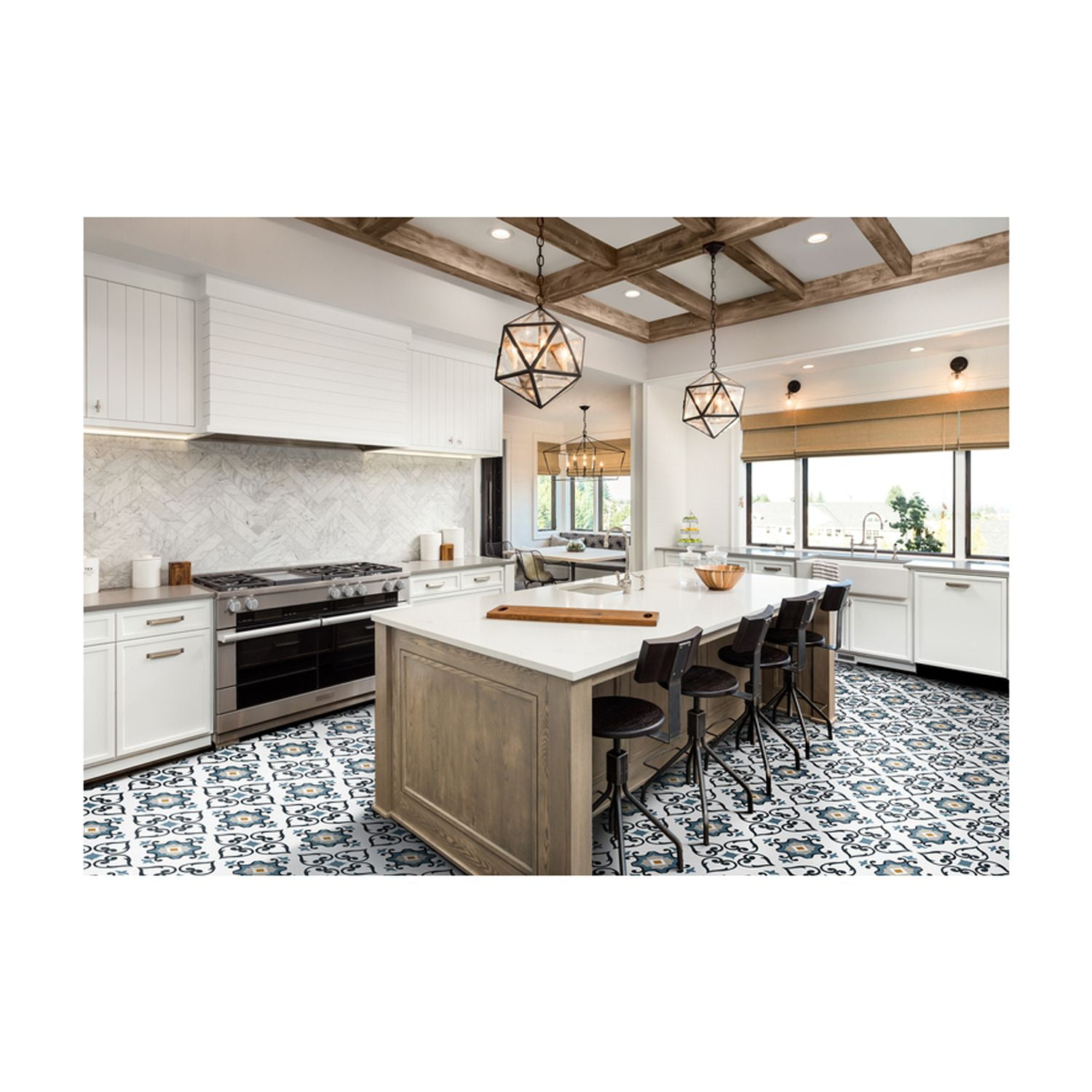 HomeStock Renaissance Rhapsody 12x12 Self Adhesive Vinyl Floor Tile in Navy Pearl - 20 Tiles - 20 sq. ft. Coverage - Peel and Stick DIY Installation - Easy 1.5mm Thickness