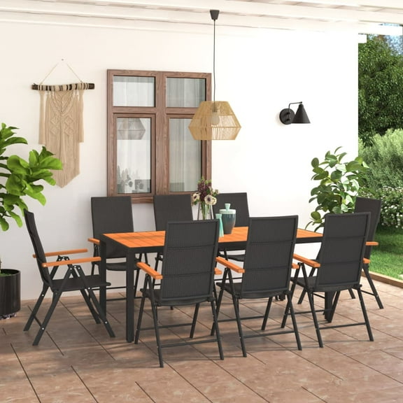 vidaXL 9 Piece Patio Dining Set Black and Brown