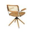 thumbnail image 2 of Art Leon Mid Century Accent Desk Chair No Wheel,PU Leather Rattan Back with Beech Wood Legs,Brown, 2 of 7