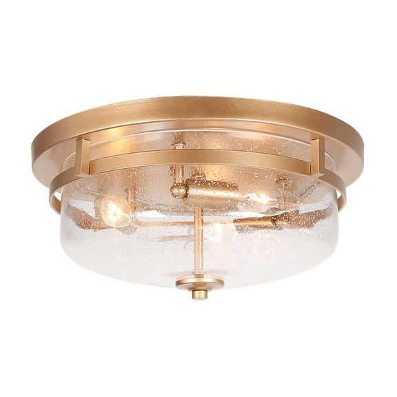 LNC 3-Light Modern Gold Flush Mount Light with Seeded Glass Shade for Bedroom