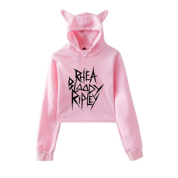Rhea Ripley Hoodie Cat Ear Fashion Street Trend Women's Short Hoodie Sportswear