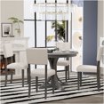 thumbnail image 2 of JERFIT 5-Piece Retro Round Dining Table Set with Upholstered Chairs, Solid Wood Pedestal Base, Dark Gray Finish for Kitchen and Dining Room, 2 of 10