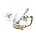 thumbnail image 4 of Taza de té esmaltada con cuchara, taza de café, taza de leche, con tapa, taza de vidrio para San Valentín, niñas, día de la madre, esposa, amantes del S, 4 of 8