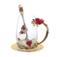 thumbnail image 3 of Taza de bebida de taza de agua artesanal B-utterfly roja con diseño de asa Leyfeng Tazas de vidrio, 3 of 7