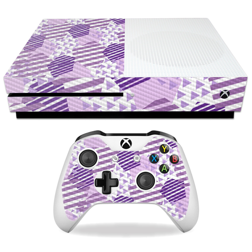 Carbon Fiber Skin Compatible With Microsoft Xbox One S Purple Pentagon