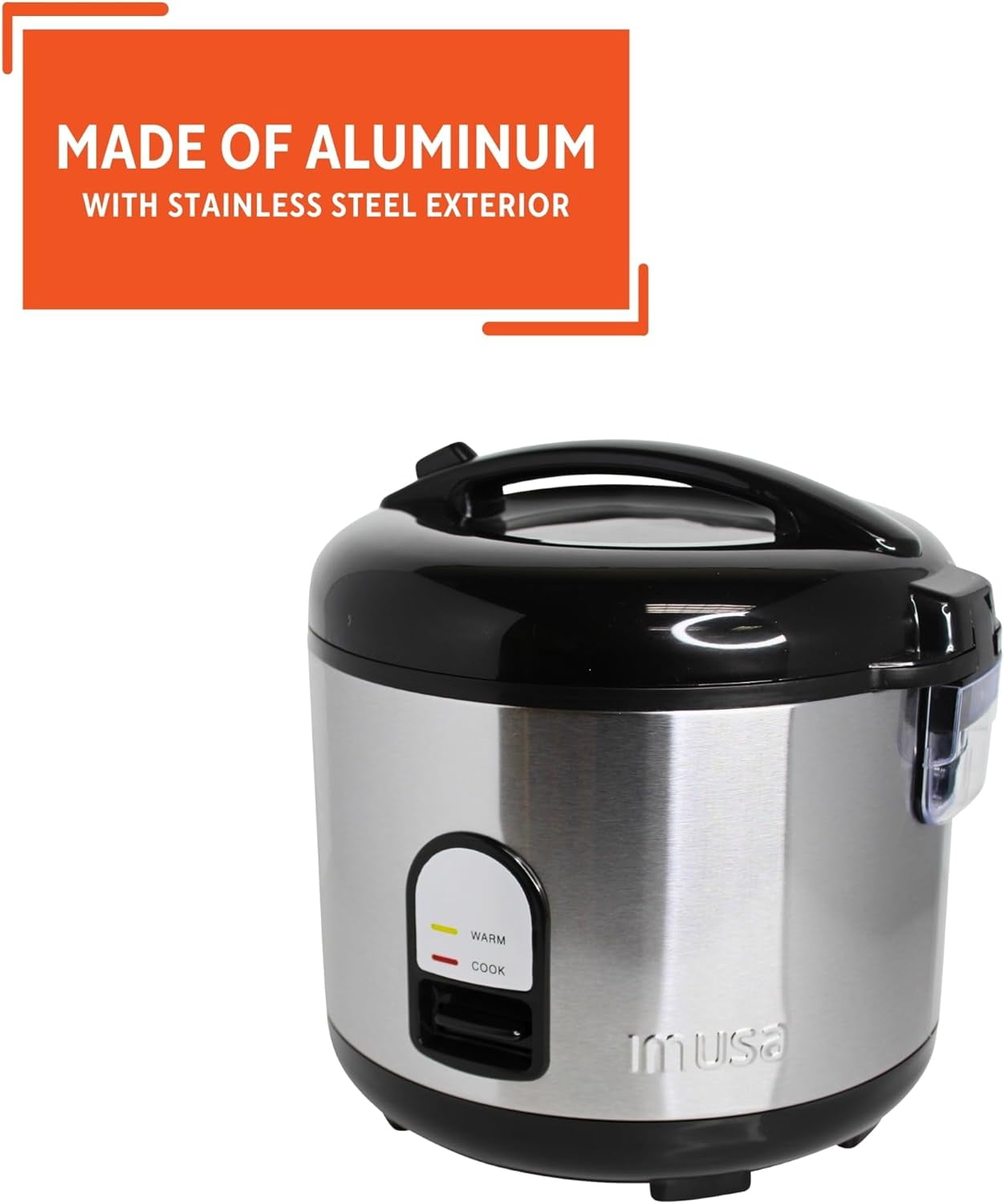 10 Cup Deluxe Stainless Steel Electric Rice Cooker with Steam Tray for Large Family Dinners and Outdoor Picnics