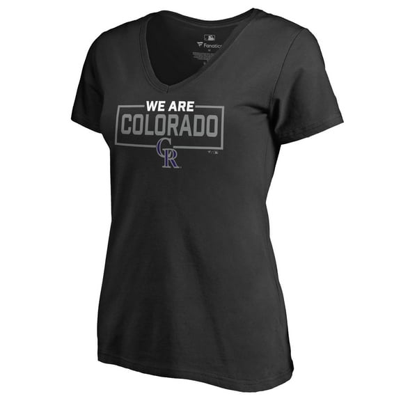 Women's Black Colorado Rockies We Are Icon V-Neck T-Shirt