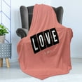 thumbnail image 4 of Love Soft Flannel Fleece Blanket, It's Love O'clock Mechanical Clock Text with Arrow Motif Vintage Illustration, Cozy Plush for Indoor and Outdoor Use, 60" x 80", Coral Black White, by Ambesonne, 4 of 5