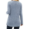 thumbnail image 3 of Hubery Women Long Sleeve Crew Neck Tunic Tops Buttons Side Fall Ribbed Knit Shirts, 3 of 5