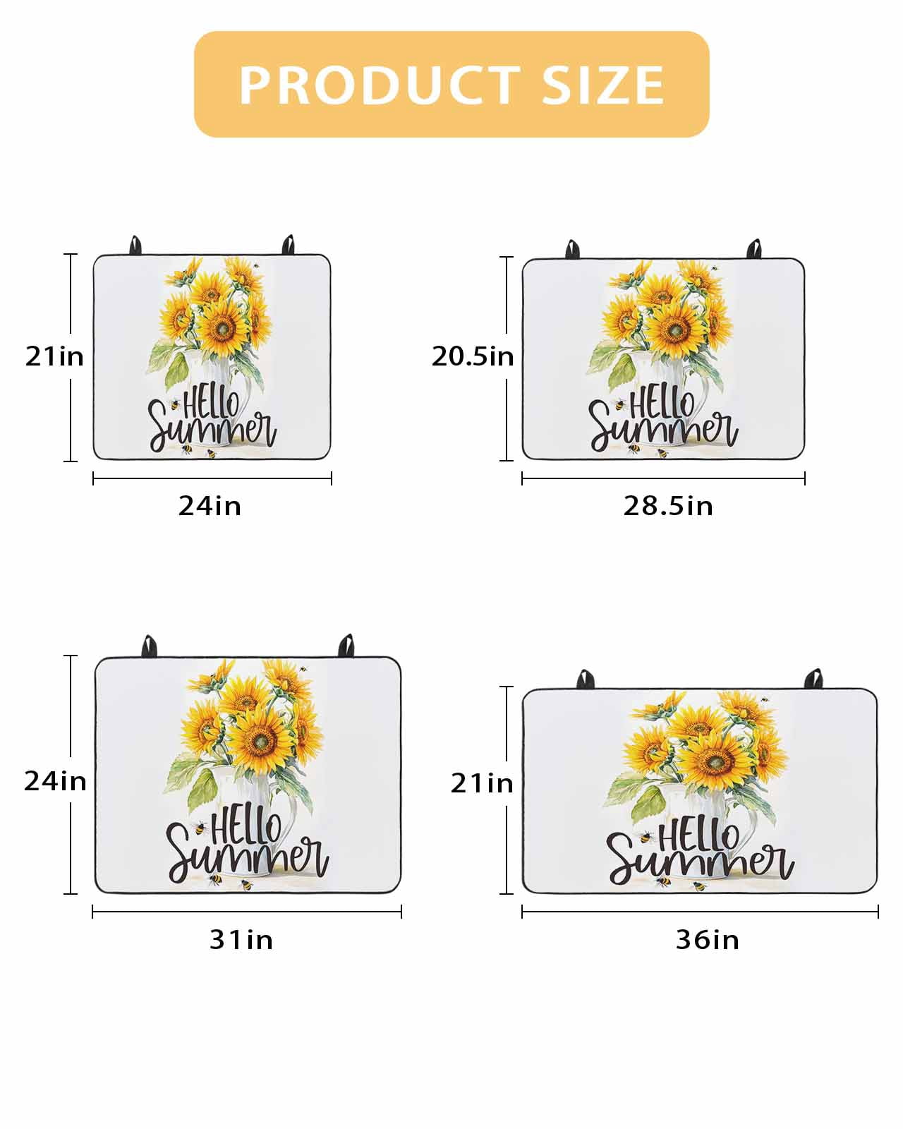 nqOlkjepod Large Induction Cooktop Protector Mat 31"x24", Summer Sunflower Stove Top Covers for Electric Stove, Watercolor Yellow Floral White Bottle Stove Burner Cover Mats, Glass Top Stove Cover