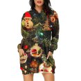 thumbnail image 2 of TIMIFIS Robe Chandail à Capuche pour Femmes Imprimé de Noël Manches Longues Ample avec Poches, 2 of 6