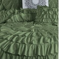 thumbnail image 3 of D.N.G. BEDDINGS 100% Egyptian Cotton 5 Piece Circle Ruffle Comforter Set with 1 Freebie Ruffle Pillow | 550 GSM Filled Microfiber - King/Cal-King Size, Moss Color - 800 Thread Count, 3 of 5