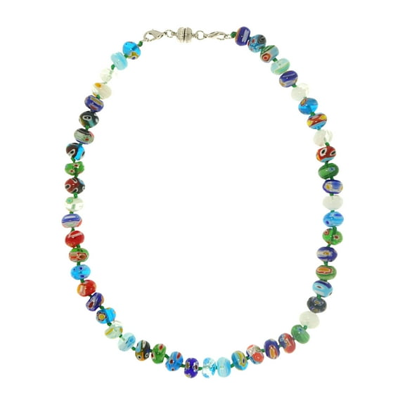 Muranos Styles Blown Glass Beaded Necklace for Women Colorful Opal Beads Collarbone Chain Unique Handmade Neck Jewelry