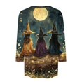 thumbnail image 7 of JoveMarine Halloween Shirts for Women, 3/4 Sleeve Crew Neck with Moon Bat Print, Loose Fit Fall Graphic Tee,Brown M, 7 of 7