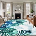thumbnail image 2 of Leaf Area Rugs 5x7 ft Watercolor Summer Tropical Blue Green Leaves Washable Rug Non Slip Indoor Carpet Absorbent Floor Mat for Living Room Bedroom Dining Room, 2 of 9