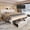 White, variant on SIBEDS Queen Bed Frame with Wingback Tufted Storage Headboard, Upholstered Platform Bed Frame with 2 Storage Drawers & Charging Station, LED Lights, Linen Dark Gray