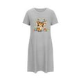 thumbnail image 5 of Sakmal Loose Moomoo Womens Nightgown Cozy Soft Gray Christmas Sleepshirt Reindeer Print Short Short Sleeve Crew Neck Nightgowns S-2XL, 5 of 5