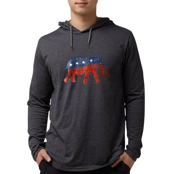 CafePress - Glitter Republican Elephant Long Sleeve T Shirt - Mens Hooded Shirt