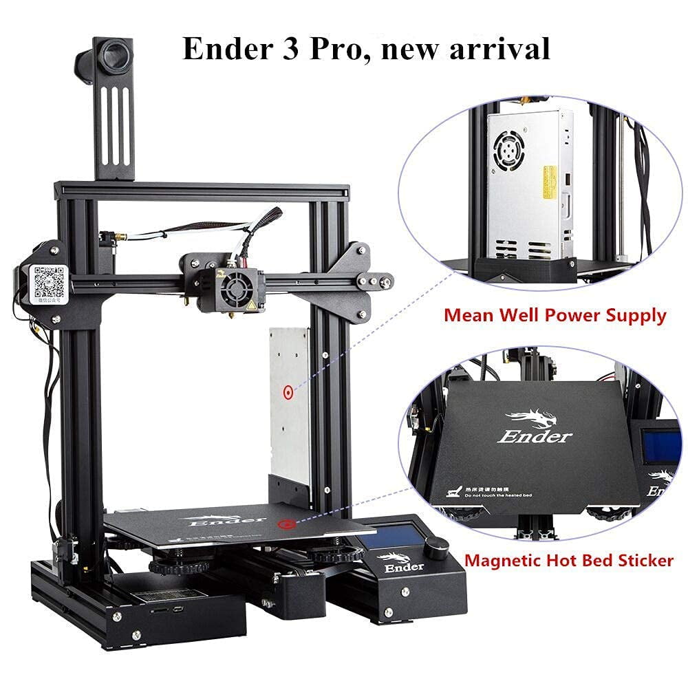 Creality Ender 3 Pro 3D Printer with Removable Build Surface Plate and UL Certified Power Supply 8.66*8.66*9.84inch Aluminum Black