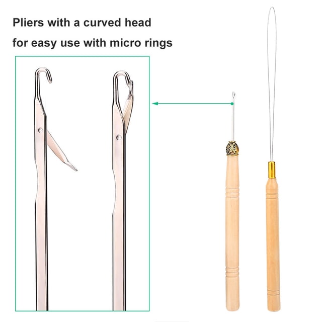 Connector Kit Hook Needle With 500Pcs Micro Rings For Hair Extension
