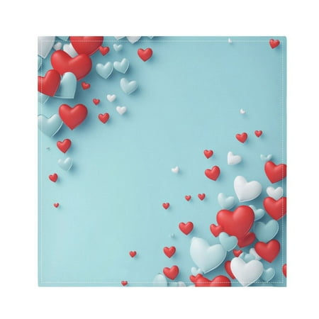 

Napkin Satin Napkin 20*20Inchx1 Kitchen Towel Dinner Plate Towel Decorative Towel Napkin Tea Towel Suitable For Kitchen Table Beautiful Blue Heart Pattern