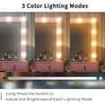 thumbnail image 5 of Vanity Desk with Power Outlet, Makeup Vanity with Lighted Mirror, 3 Colors Adjustable, Glass Top Vanity with Chair, Vanity Set for Bedroom, Dressing Room, 5 of 8