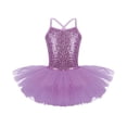 thumbnail image 4 of iiniim Girls Kids Sequined Ballet Dance Leotard with Hair Band Outfits Ballerina Princess Tutu Dress Purple S, 4 of 7