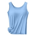 thumbnail image 2 of Thin Strap Camisole Tank Shirts for Women Removable Design Adjustable Straps Stretchy Material Daily Casual Outfit for Multiple Occasions Gentle Stretch for Bust Sizes (Blue,M), 2 of 7