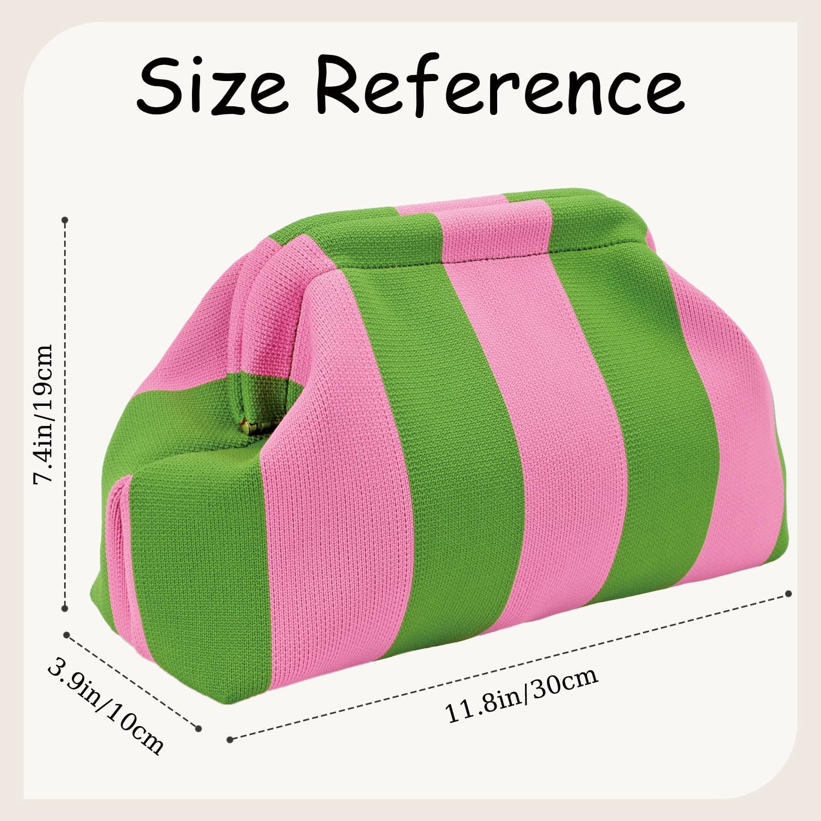 Summer Clutch Purses for Women Casual Crochet Dumpling Bag Colorblock Striped Cloud Clutch Handbags Casual Colorblock Bag Beach Clutch Purses Handbags