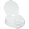 AquaSense Raised Toilet Seat with Lid, White, 4" Height, for Standard Non-Elongated Toilets, weight up to 300 lbs