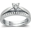 1/5 Carat T.W. Diamond Sterling Silver Heart Solitaire Bridal Set