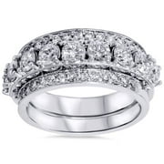 Pompeii 2 1/20ct Diamond Vintage Stackable Set of 3 Rings 14k White Gold (G/H,SI2-I1)