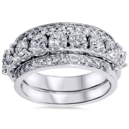 Pompeii 2 1/20ct Diamond Vintage Stackable Set of 3 Rings 14k White Gold (G/H,SI2-I1)