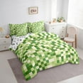 thumbnail image 3 of Homewish Pixel Artistic 7-Piece Twin Bedding Sets,Green Beige Bedding Comforter Set,Modern Geometric Aesthetic Sheet Sets For Girl Boys,Breathable Home Decor Reversible, 3 of 8