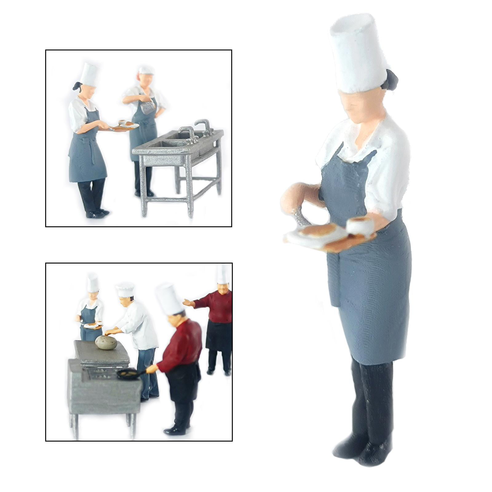 Mini Figure restaurant Cook Miniature Scene Layout Toy for Fire Wheel Stove