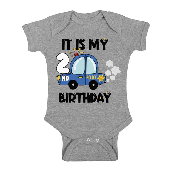 Awkward Styles My 2nd Birthday Baby Bodysuit Police Car Romper Future Policeman Top