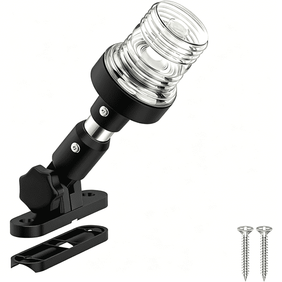 HIBIBUD 6 Inches Pontoon Stern Light Bimini Mount, Bimini Light for Pontoon Boat LED Waterproof IP67, 3NM Boat Anchor Lights LED Marine Folding Rear White Navigation Running Lights for Night