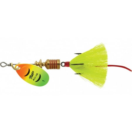 UPC: 0022141030357 | Mepps Aglia Dressed Treble Spinner Hot Fire Tiger Yellow 1/8 Oz