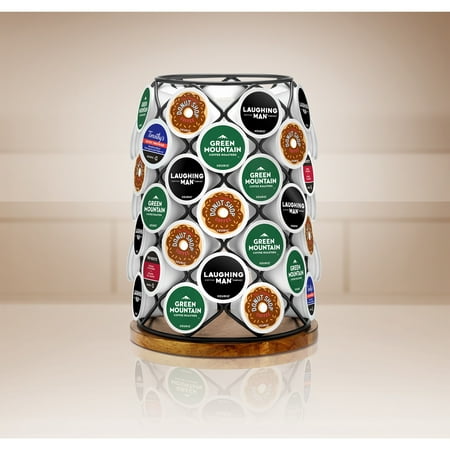 Keurig - Wood & Wire 49 K-Cup Single-Serve Coffee Pods Rotating Carousel - Black/Tan