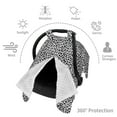 thumbnail image 6 of Honeii Black Leopard print 2-in-1 baby car seat canopy doubles as a nursing cover, fitting both genders & measuring 39x27.5in, 6 of 7